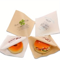 Sac en papier kraft triangulaire plat enduit de cire, personnalisé et imprimé, pour sandwichs, gaufres, pains, kebabs et autres aliments