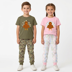 Ensemble tunique et pantalon à carreaux roses pour bébés filles, ensemble brodé, vêtements d'Halloween - Product Image 6