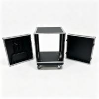 Flightcase OEM 12U de haute qualité pour amplificateur de profondeur inférieure à 49 cm avec 2 portes fusionnables, 4 roues et 1 table DJ
