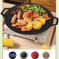 Plaque de Cuisson Ronde en Fonte Épaisse Antiadhésive Style Coréen pour Barbecue, Gril, et Four avec Double Poignée – Vente Chaude