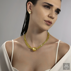 PRAO Produit en vrac fait à la main pour les femmes Anti-ternissement plaqué or multicouche collier ensemble boucles d'oreilles bijoux de mode pour les mariages - Product Image 3