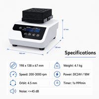 Mixer Vortex Multifungsi Pengaduk Laboratorium Motor DC Tanpa Sikat Fungsi Pemanas Timer Digital 200-3000rpm Pengenalan Penjepit Otomatis Senyap