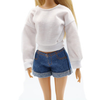 Vente en gros de vêtements pour poupées BJD de 30 cm, 1/6, 11-12 pouces, shorts en jean, pantalon, t-shirt uni, ensemble de vêtements, modèle de jouet doux pour filles BB FR