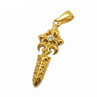 Pendentif épée vintage de la clôture, 32mm, 1 pièce, pendentif de poignard en acier inoxydable, bijoux religieux pour hommes, croix en or