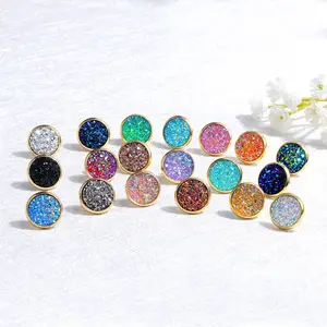 Mode Edelstahl Ohr stecker niedlichen druzy Ohrringe für Frauen und Mädchen glitzernde Ohr stecker Party Schmuck Großhandel