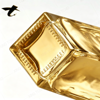Vente en gros de bouteilles de whisky, de vin, de liqueur, de vodka et de spiritueux en verre cristallin plat électro-plaqué de 500 ml avec bouchon en liège, couleurs personnalisées