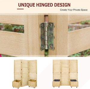 Lits de jardin extérieurs à écran d'intimité <span class=keywords><strong>en</strong></span> cèdre, 3 panneaux articulés <span class=keywords><strong>pour</strong></span> patio, <span class=keywords><strong>terrasse</strong></span>, arrière-cour, panneau autoportant avec jardinières - Product Image 3