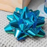 Cintas de Regalo de Poliéster Satinado de Doble Cara con Lazo Azul Estrella Personalizado, con Decoraciones Metálicas Tejidas e Impresión Digital para Navidad - Product Image 2