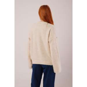 Pull doux pour femme couleur pierre, manches longues, anti-boulochage, style décontracté, calibre 14 GG - Product Image 1