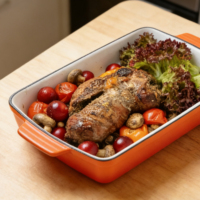 Ensemble de cuisine professionnel en fonte émaillée 11 pièces, batterie de cuisine antiadhésive robuste avec couvercles, compatible induction