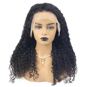 Free sample wig stand to show loose deep wave human hair wig, full thick end 210% peruvian lace front wigs natural curly