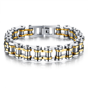 Pulsera de Cadena de Bicicleta de Acero Inoxidable con Baño de Oro PVD de 18K |   Duradero, Impermeable e Hipoalergénico |   Joyería Moderna para Hombre - Product Image 5