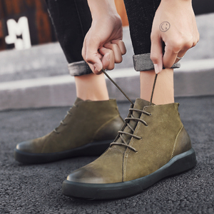 Wholesale Original Men's High-<b>Top</b> Trendy Beige Work Boots PU Upper <b>PVC</b>/Rubber Outsole Tendon Bottom Wear-Resistant Safety Shoes - Product Image 2