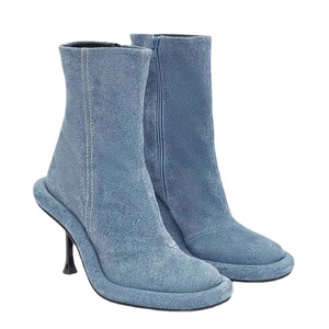 Stivaletti con tacco alto da <span class=keywords><strong>donna</strong></span> di Design Western scarpe con tacco a spillo in Denim <span class=keywords><strong>blu</strong></span> con chiusura a Zip per l'estate - Product Image 5
