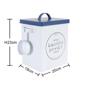 washing powder bin with scoop rectangle storage box powder coated detergent container metal laundry powder bin