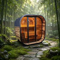 4-6 Personen Outdoor-Panorama-Dampfsauna aus Massivholz mit 6KW Saunaofen und Leichtasphaltdach für Entspannung und Spa