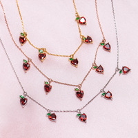 ODM INS kalung liontin rantai klavikula ceri zirkon warna kreatif berlapis emas 18K lucu Choker buah