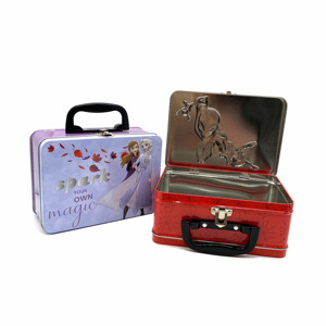 Hight quality rectangular tin children safe lunch metal box christmas Tin Box With Handle