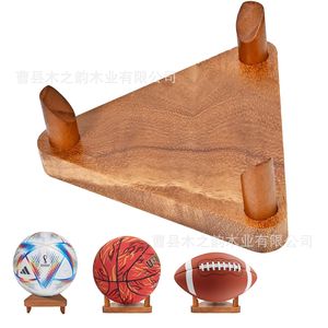 Soporte triangular de madera maciza para exhibición de pelotas, soporte universal para baloncesto, fútbol, ​​adorno de escritorio, recuerdo coleccionable - Product Image 1