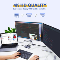 Docking Station OEM ODM 6 Port Tipe-C ke HDMI DisplayPort RJ45 PD 100W USB 3.0 Hub Casing Aluminium Alloy 6 in 1 USB-C Hub