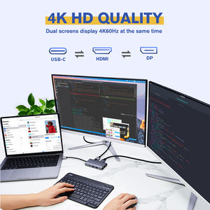 Station d'accueil 6 ports OEM ODM Type-C vers HDMI <span class=keywords><strong>DisplayPort</strong></span> <span class=keywords><strong>RJ45</strong></span> PD 100W USB 3.0 Hub Boîtier en alliage d'aluminium 6 en 1 Hub USB-C - Product Image 3