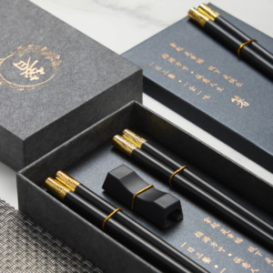 ChineseChopstick Rest PPS Customized Luxury <strong>Reusable</strong> <strong>Chopsticks</strong> with logo Customised <strong>Chopstick</strong> and Stand Gift Set - Product Image 4