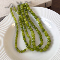 Collier élégant en agate verte perlée 6/8/10 mm, pierre précieuse naturelle, bijoux faits à la main pour femmes, unisexe, cadeau quotidien