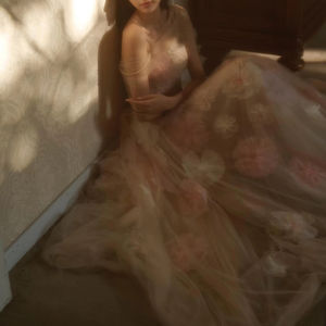 ชุดราตรีแชมเปญลายดอกไม้สีชมพูเปิดไหล่และ Lsz321-1<span class=keywords><strong>สาย</strong></span>รัดยาวสไตล์อาหรับสำหรับงานแต่งงาน - Product Image 2