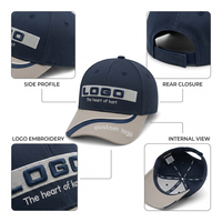 Gorra de Béisbol Estructurada de 6 Paneles Personalizada 2026, Azul Marino, Sarga de Algodón Pesado, Logotipo Bordado en 3D, Visera Curva en S, Detalle de Gorra de Carreras