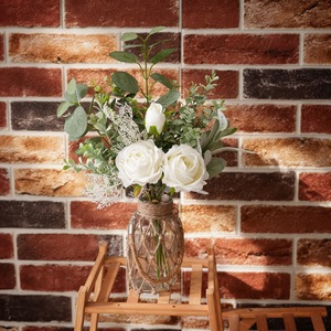 Ramo de Rosas Artificiales Moonlight Dream, Tela Plástica Tejida, Decoración para Bodas y Hogar CF02267 - Product Image 1