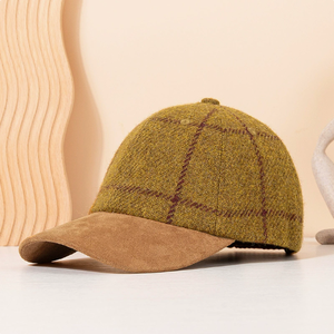Gorra de Béisbol de Tweed a Cuadros con Visera de Gamuza, Estilo Británico Vintage, Ajustable, para Hombre y Mujer - Product Image 4