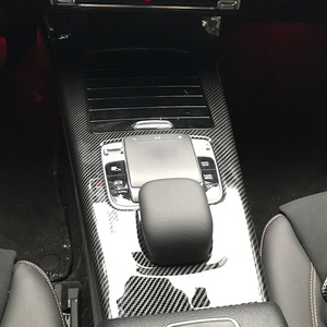 Mercedes-Benz Center <b>Console</b> Trim Cover Carbon Fiber Textured Piano <b>Black</b> ABS Panel For A-Class CLA-Class W177 C118 - Product Image 3