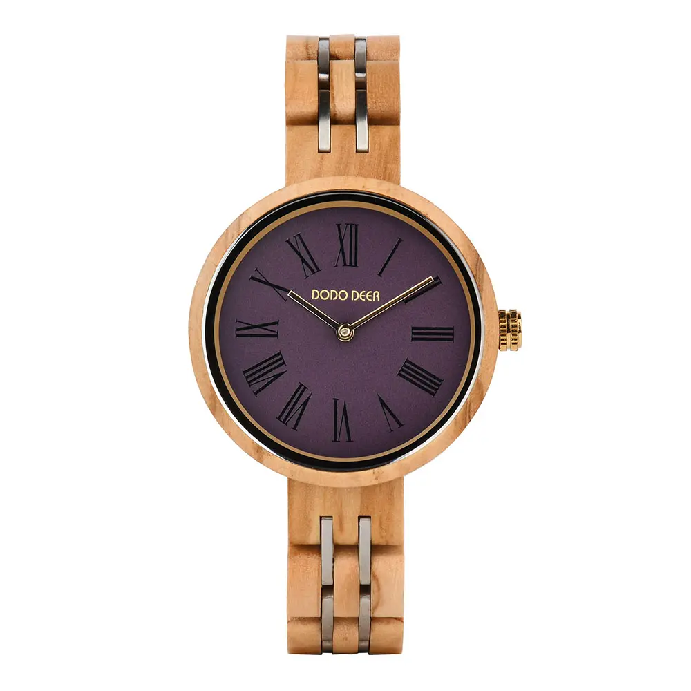 Horloge Femme Roman Numérique Bois Fabrication Originale Bas quantité minimale de commande OEM Personnalisé Dames Montre en Bois pour Femmes