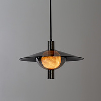 Luminaire suspendu moderne en verre fumé avec abat-jour en albâtre naturel pour bar, îlot de cuisine, salle à manger