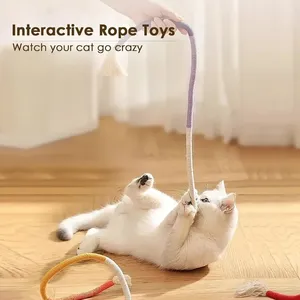 Modern <b>Cat</b> <b>Toys</b> <b>Interactive</b> Molar Cotton Rope Silvervine Teaser <b>Toy</b> 70cm Clean Mouth Kitten Play Pet Supplies Accessories - Product Image 4