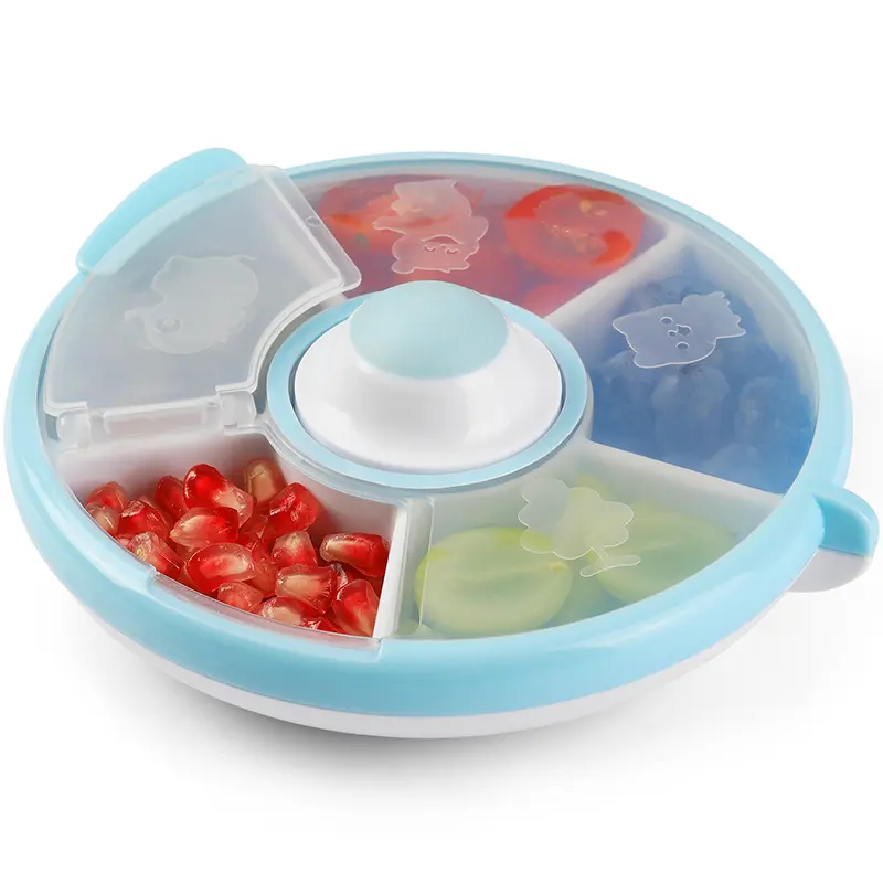 Assiette de fruits rotative pour enfants Spinner de fruits secs scellés Plateau de stockage avec couvercle