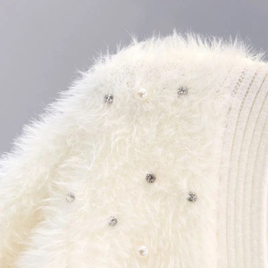 <span class=keywords><strong>Cardigan</strong></span> Elegante Autunnale e Invernale con Perline, Maglione di Alta Qualità Lavorato a Maglia, Nuovo <span class=keywords><strong>Cardigan</strong></span> Corto Largo con Scollo a V da Donna - Product Image 4