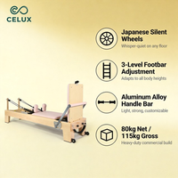Reformer Pilates Commercial en Bois d'Érable Portable et Réglable, Robuste, pour Entraînement du Core, Professionnel pour la Maison, la Salle de Sport et le Studio