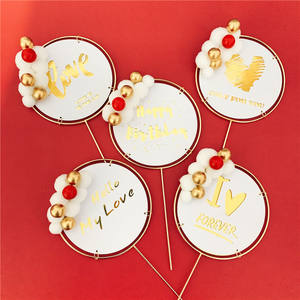 Topper de gâteau en fer romantique Happy Valentine's Day My Love Forever Cupcake Topper <span class=keywords><strong>pour</strong></span> la décoration de mariage - Product Image 1