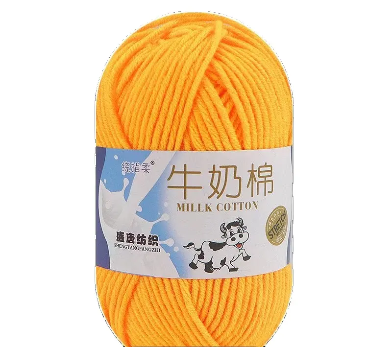 Fábrica al por mayor fibra lisa 5ply hilo crochet leche algodón para tejer