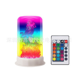 Rgb Battery Flame <b>Lamp</b> Cylindrical <b>Remote</b> <b>Control</b> Color Changing Bar Decoration - Product Image 4