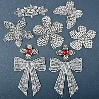 2 Pièces Appliques 3D Scintillantes en Strass, Motifs Papillon, Fleur et Feuilles, à Coudre sur Tissu pour Robe et Vêtement