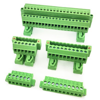 Bloc de bornes en ligne sans soudure complet mâle-femelle à pas de 5,08 mm pour montage sur rail DIN, avec connecteur à bride et fiche, 2-24 pôles pour rail DIN de 35 mm