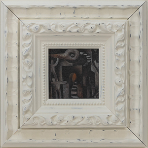 Dipinto Murale in Stile Francese di Piccole Dimensioni, Bianco Crema, Dipinto a Mano, Cornice in <span class=keywords><strong>Legno</strong></span> Antico <span class=keywords><strong>per</strong></span> Progetti d'Interni - Product Image 5