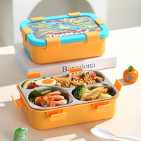 Récipient à bento en acier inoxydable écologique de 700ml Boîte à lunch étanche à 3 compartiments avec plateau amovible pour le stockage des aliments pour enfants