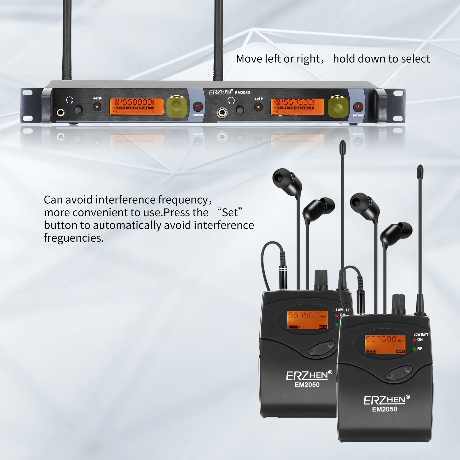 Professionelles IEM2050 Doppelkanal drahtloses In-Ear-Überwachungssystem, Empfänger-Sender-Zubehör zu verkaufen