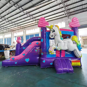 Fêtes et événements en plein air, château gonflable commercial en forme d'unicorn avec toboggan - Product Image 6