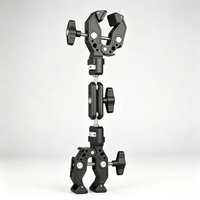 Pince double super crabe en aluminium avec bras magique, support de caméra à double pince multi-trous pour bureau, barre transversale, accessoires de support d'éclairage