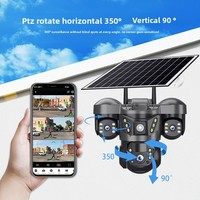 Caméra solaire V380Pro extérieure à trois objectifs, triple vue, capteur CMOS WiFi 6MP, étanche IP66, interphone vocal
