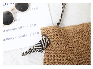 Bolso de compras de moda para mujer joven, bolsa de mano de paja de papel a rayas de dos tonos para playa y vacaciones, novedad de verano <span class=keywords><strong>2022</strong></span> - Product Image 6